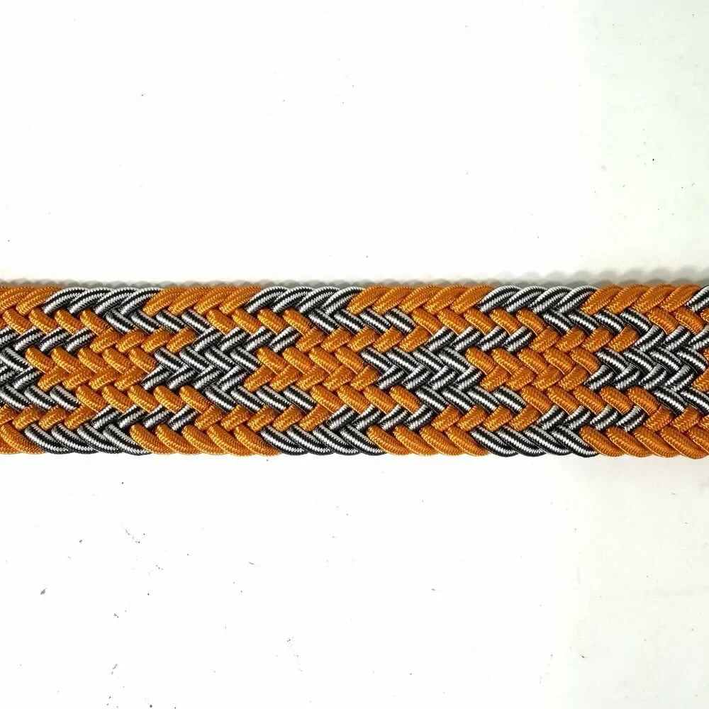 Orvis Voyager Belt Mens Size 38 Orange Gray Woven Stretch Braided USA